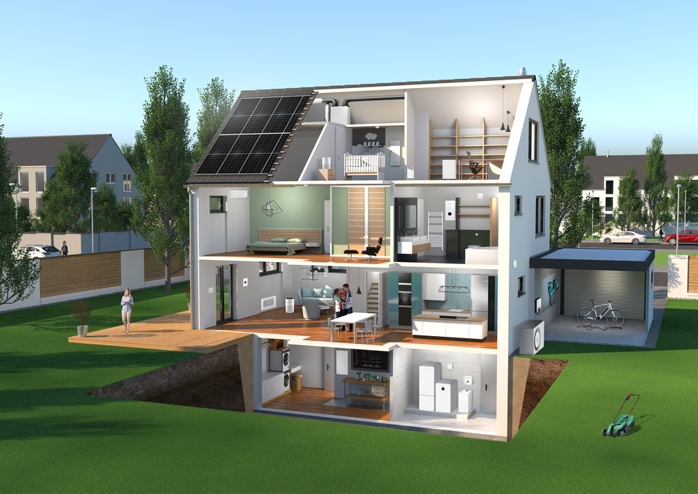Haus mit Photovoltaik, Wärmepumpe und Haushaltsgeräten